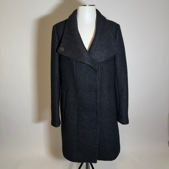 Kenneth Cole New York Jackets & Blazers - Kenneth Cole Wool Blend Asymmetrical Boucle Walker Coat Black Womens Small S
